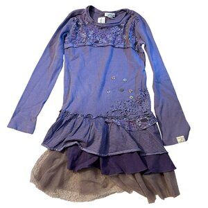 Naartjie Kids Purple Long-Sleeve Layered Dress XXL 8 Years NWT